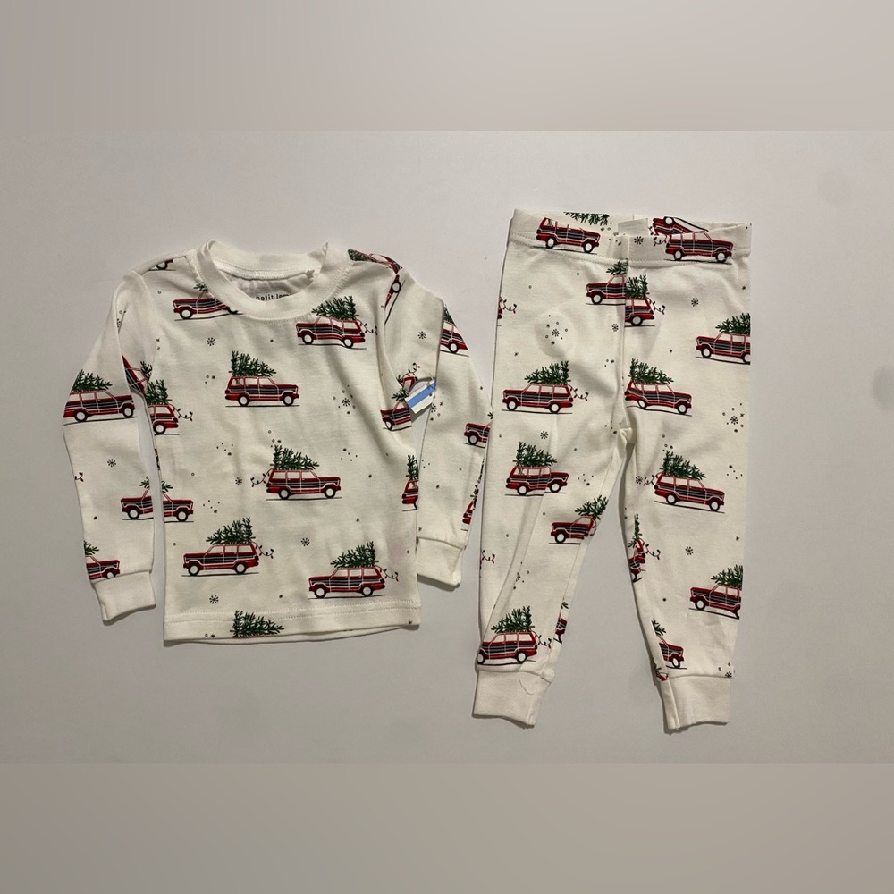 Petit Lem Holiday Pajama Set - Red Car Print 12M NWOT